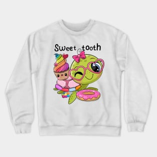 Cute Turtle with donut Crewneck Sweatshirt